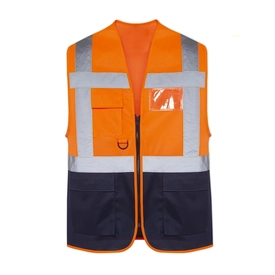 Mühendis Yeleği Neon Turuncu - Lacivert
