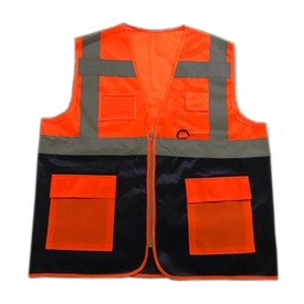 Hi-Vis Eko Mühendis Yelek Neon Turuncu - Lacivert